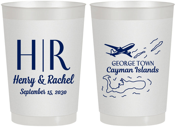 Personalized Wedding 22 oz Frosted Cups - Cayman Island | 544