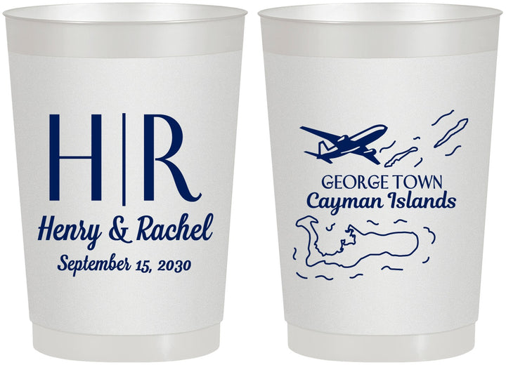 Personalized Wedding 22 oz Frosted Cups - Cayman Island | 544