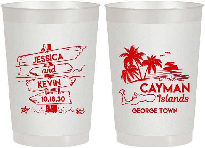 Personalized Wedding 22 oz Frosted Cups - Cayman Island | 545