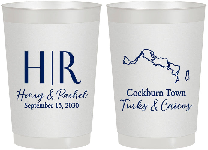 Personalized Wedding 22 oz Frosted Cups - Turks And Caicos | 546