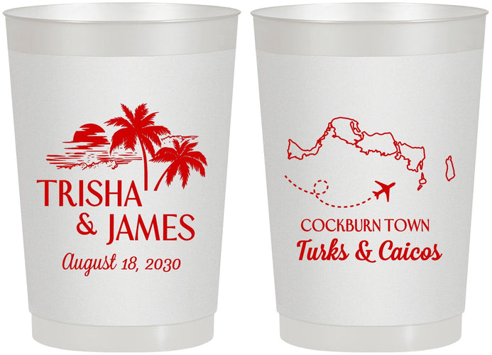 Personalized Wedding 22 oz Frosted Cups - Turks And Caicos | 547