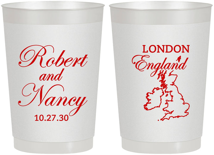 Personalized Wedding 22 oz Frosted Cups - England | 548