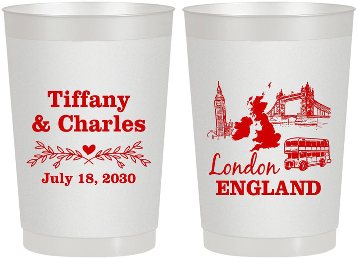 Personalized Wedding 22 oz Frosted Cups - England | 549
