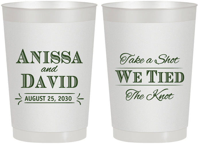 Personalized Wedding 22 oz Frosted Cups - Take A Shot We Tied The Knot | 551