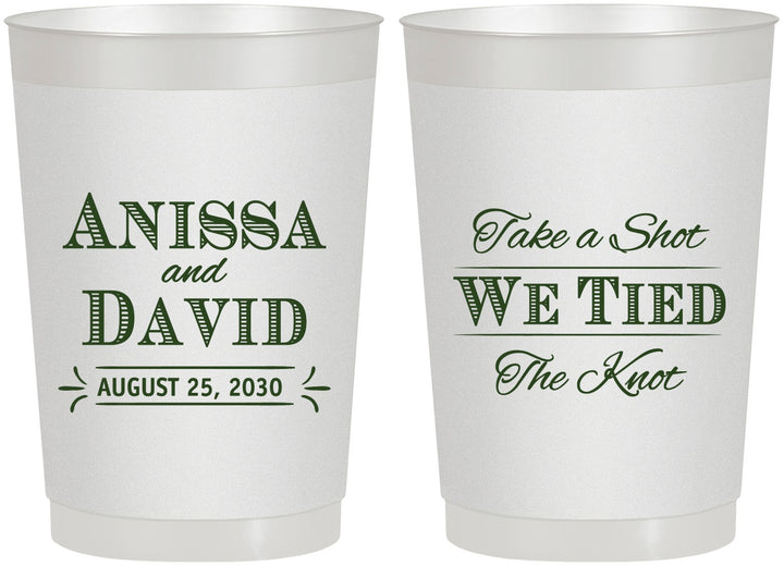 Personalized Wedding 22 oz Frosted Cups - Take A Shot We Tied The Knot | 551