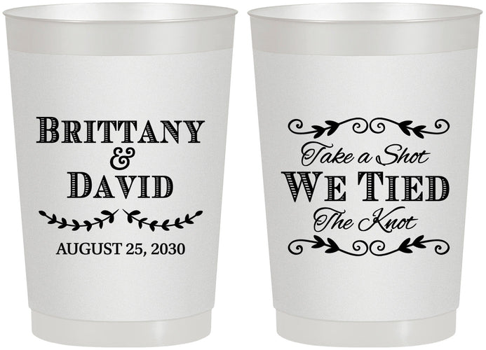 Personalized Wedding 22 oz Frosted Cups - Take A Shot We Tied The Knot | 552