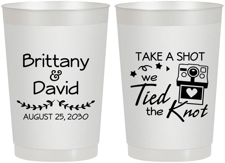Personalized Wedding 22 oz Frosted Cups - Take A Shot We Tied The Knot | 553