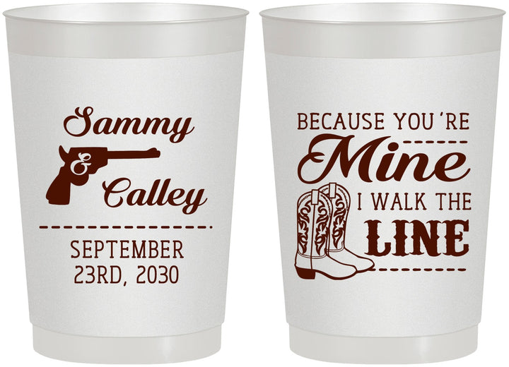Personalized Wedding 22 oz Frosted Cups - I Walk The Line | 555