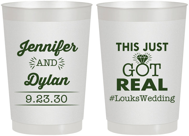 Personalized Wedding 22 oz Frosted Cups - Just Got Real | 557
