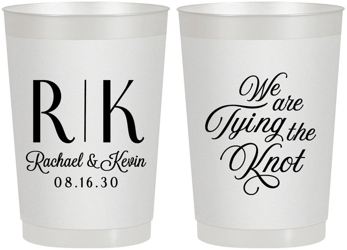 Personalized Wedding 22 oz Frosted Cups - Monogram Tying Knot | 559