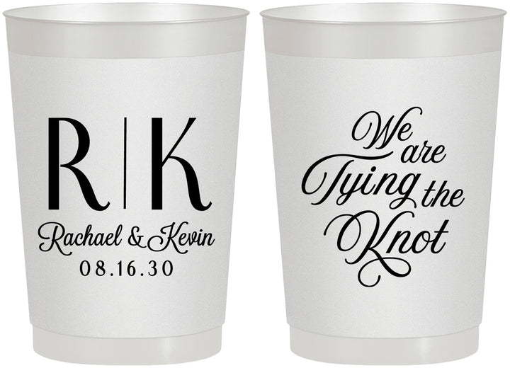 Personalized Wedding 22 oz Frosted Cups - Monogram Tying Knot | 559