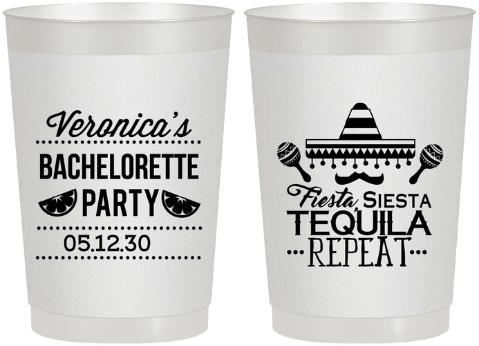 Personalized Bachelorette 22 oz Frosted Cups - Fiesta Siesta Tequila Repeat | 60000