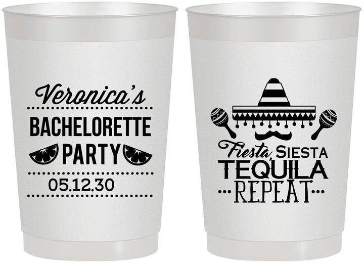 Personalized Bachelorette 22 oz Frosted Cups - Fiesta Siesta Tequila Repeat | 60000