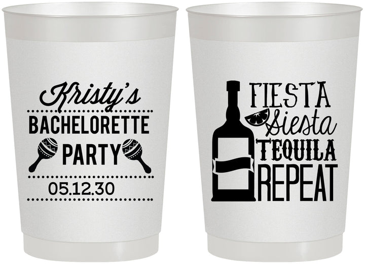 Personalized Bachelorette 22 oz Frosted Cups - Fiesta Siesta Tequila Repeat | 60002