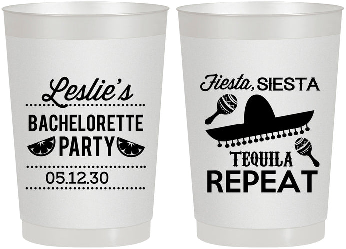 Personalized Bachelorette 22 oz Frosted Cups - Fiesta Siesta Tequila Repeat | 60003