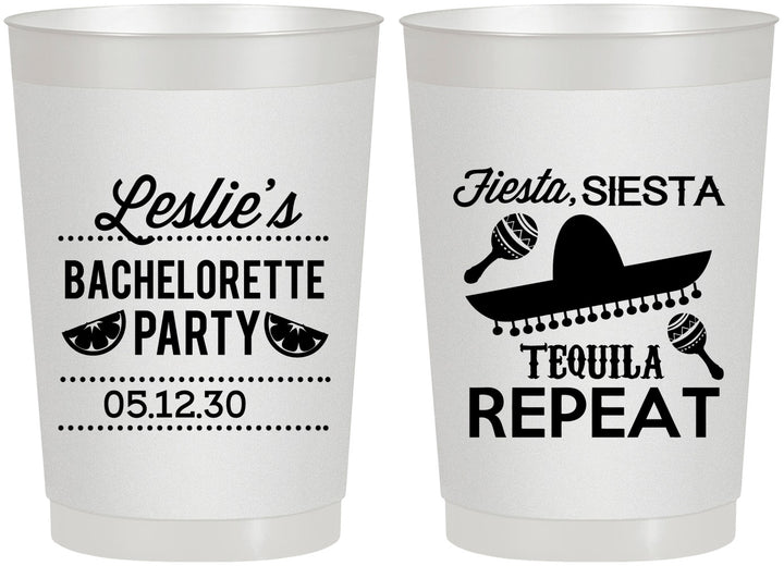 Personalized Bachelorette 22 oz Frosted Cups - Fiesta Siesta Tequila Repeat | 60003