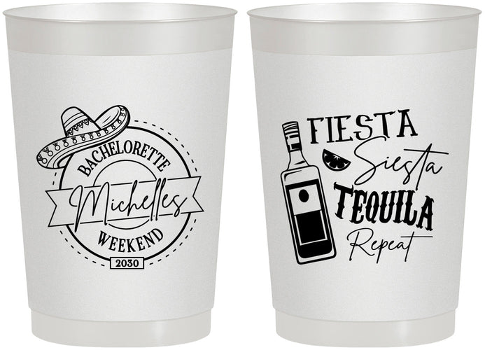 Personalized Bachelorette 22 oz Frosted Cups - Fiesta Siesta Tequila Repeat | 60004