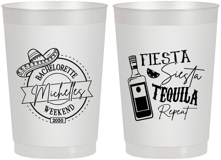 Personalized Bachelorette 22 oz Frosted Cups - Fiesta Siesta Tequila Repeat | 60004