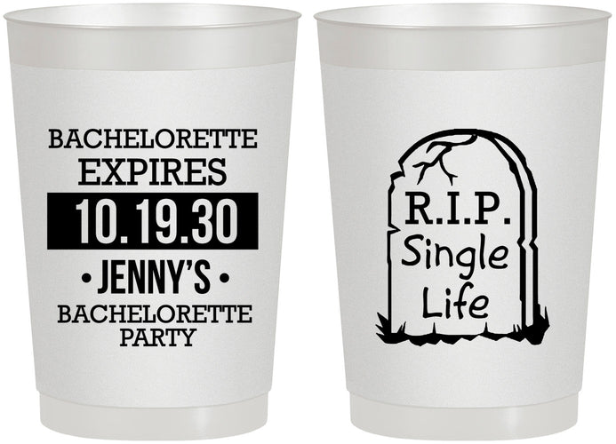 Personalized Bachelorette 22 oz Frosted Cups - Rip Single Life | 60014