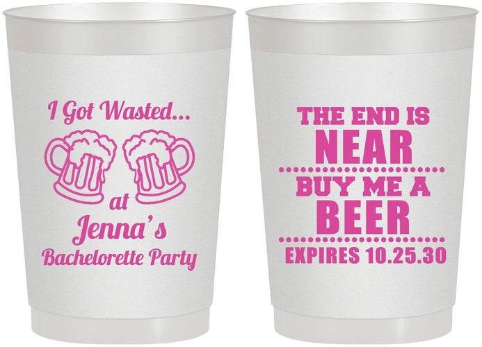 Personalized Bachelorette 22 oz Frosted Cups - I Got Wasted | 60015