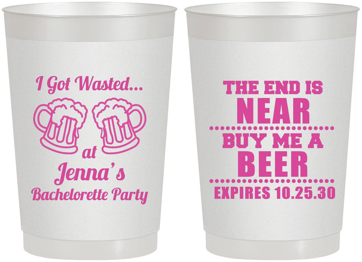 Personalized Bachelorette 22 oz Frosted Cups - I Got Wasted | 60015