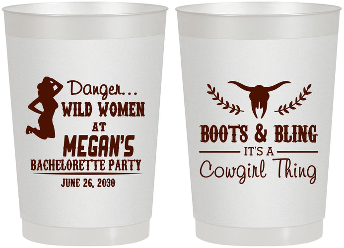 Personalized Bachelorette 22 oz Frosted Cups - Boots And Bling | 60023