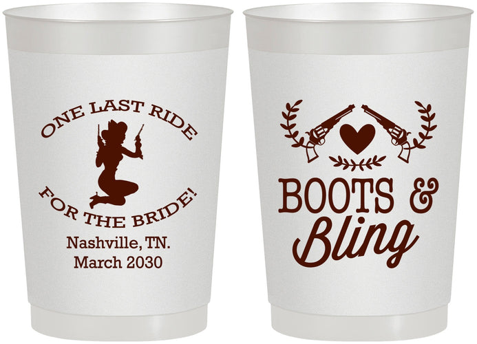 Personalized Bachelorette 22 oz Frosted Cups - One Last Ride | 60024
