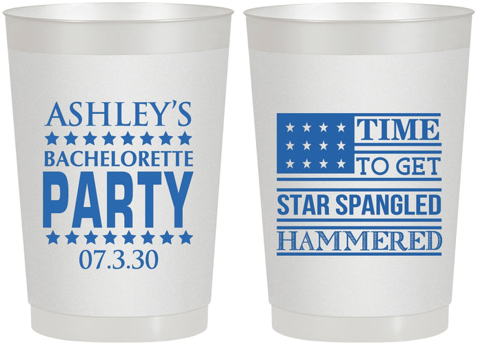 Personalized Bachelorette 22 oz Frosted Cups - Star Spangled Hammered | 60025