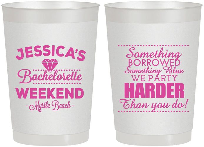 Personalized Bachelorette 22 oz Frosted Cups - Something Borrowed | 60028