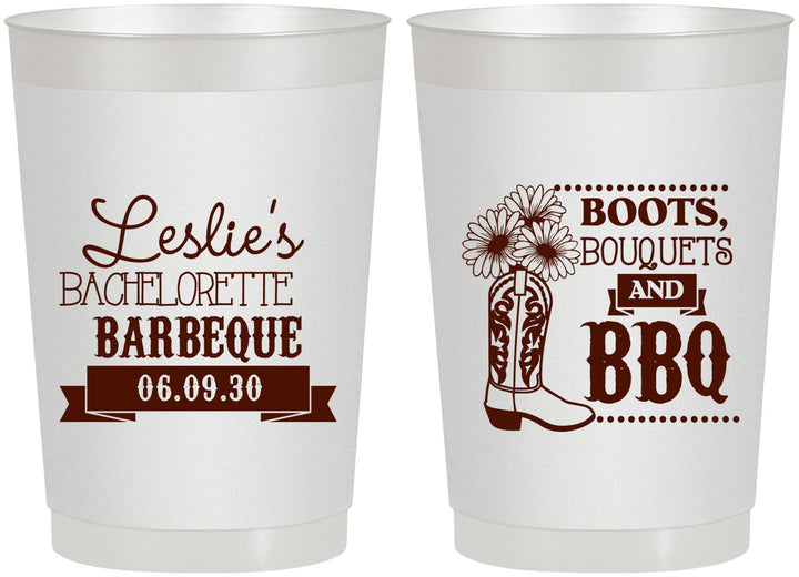 Personalized Bachelorette 22 oz Frosted Cups - Boots Bouquets Bbq | 60035