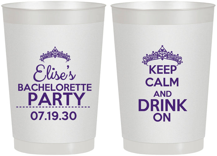Personalized Bachelorette 22 oz Frosted Cups - Keep Calm Drink On | 60036
