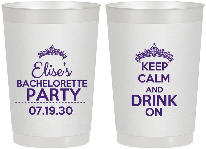 Personalized Bachelorette 22 oz Frosted Cups - Keep Calm Drink On | 60036