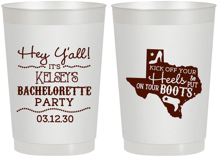 Personalized Bachelorette 22 oz Frosted Cups - Texas Cowgirl | 60041
