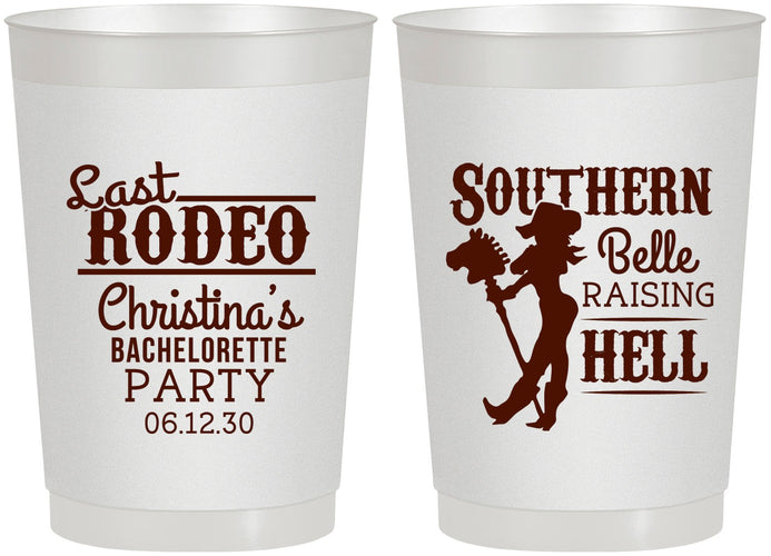 Personalized Bachelorette 22 oz Frosted Cups - Raising Hell Last Rodeo | 60042