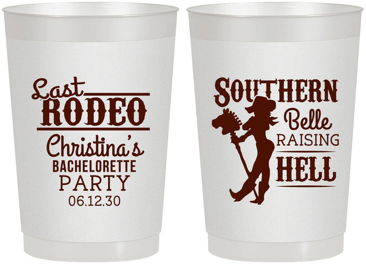 Personalized Bachelorette 22 oz Frosted Cups - Raising Hell Last Rodeo | 60042