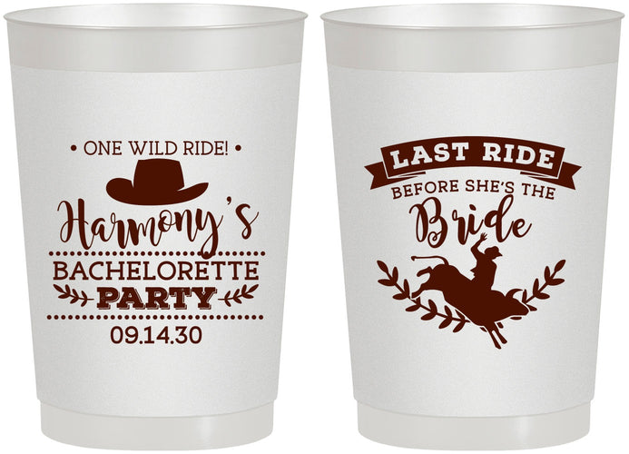 Personalized Bachelorette 22 oz Frosted Cups - Last Ride Before Bride | 60046