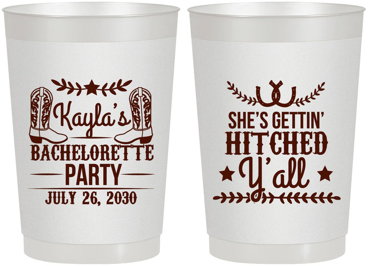 Personalized Bachelorette 22 oz Frosted Cups - Getting Hitched Yall | 60047