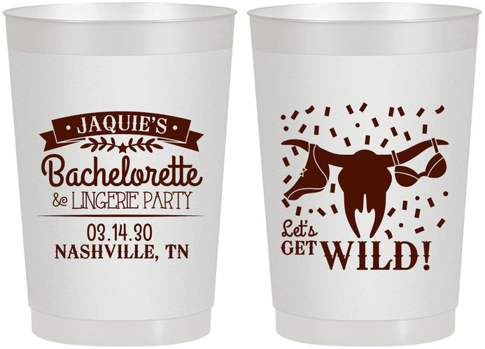 Personalized Bachelorette 22 oz Frosted Cups - Lets Get Wild Cowgirl | 60048