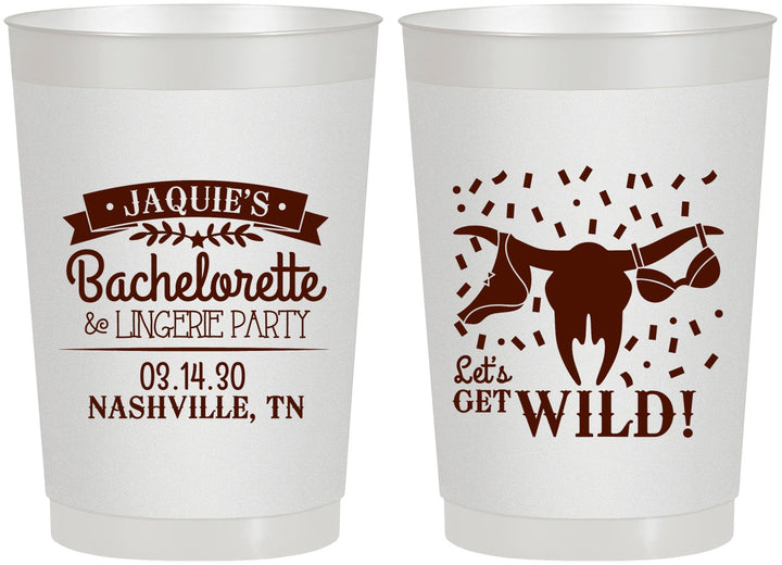 Personalized Bachelorette 22 oz Frosted Cups - Lets Get Wild Cowgirl | 60048