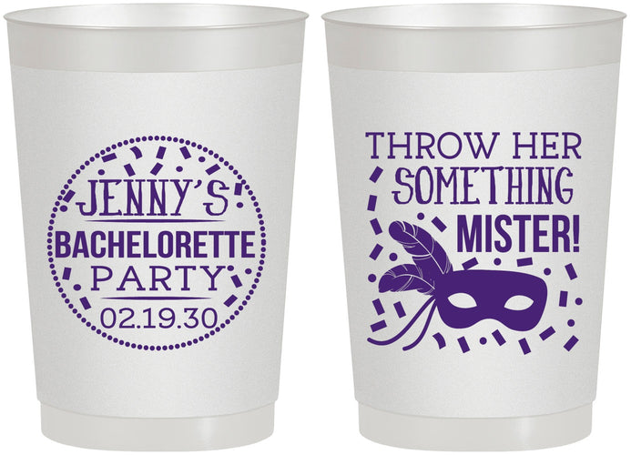Personalized Bachelorette 22 oz Frosted Cups - Mardi Gras | 60055