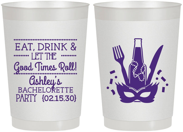 Personalized Bachelorette 22 oz Frosted Cups - Mardi Gras | 60057
