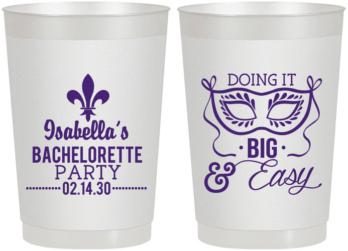 Personalized Bachelorette 22 oz Frosted Cups - Mardi Gras | 60059