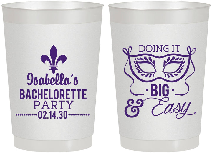 Personalized Bachelorette 22 oz Frosted Cups - Mardi Gras | 60059