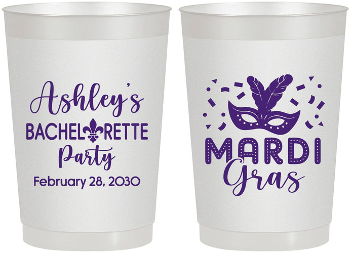 Personalized Bachelorette 22 oz Frosted Cups - Mardi Gras | 60060