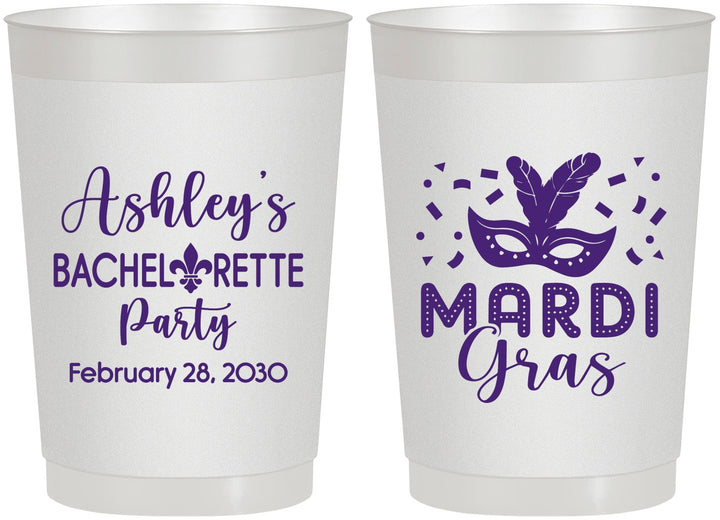 Personalized Bachelorette 22 oz Frosted Cups - Mardi Gras | 60060