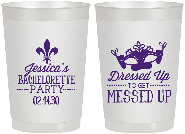 Personalized Bachelorette 22 oz Frosted Cups - Mardi Gras | 60061