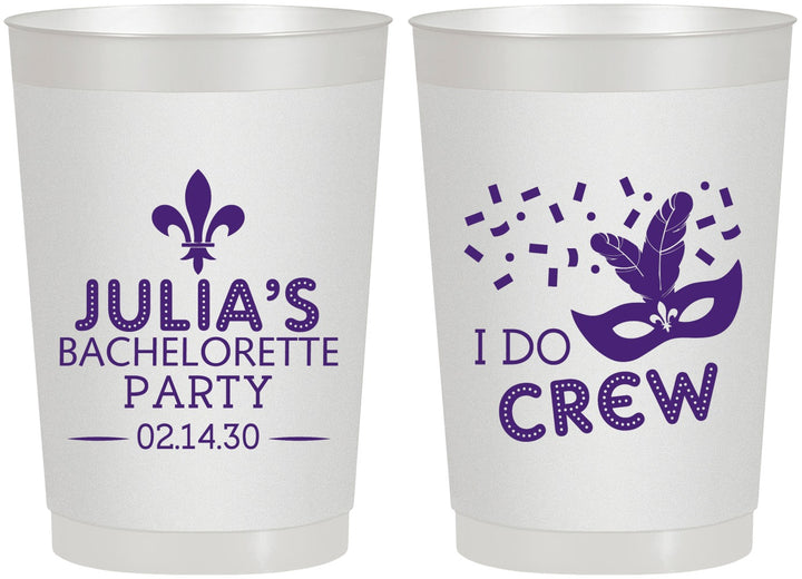 Personalized Bachelorette 22 oz Frosted Cups - Mardi Gras I Do Crew | 60063