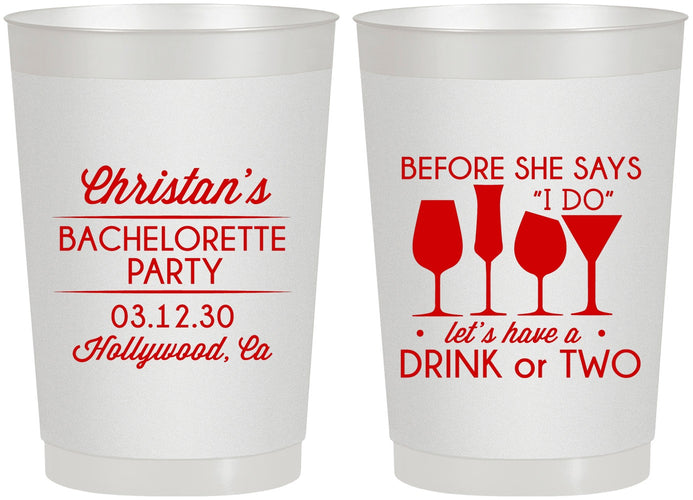 Personalized Bachelorette 22 oz Frosted Cups - Before She Says I Do | 60064