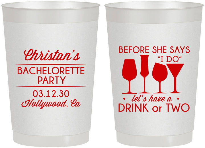 Personalized Bachelorette 22 oz Frosted Cups - Before She Says I Do | 60064