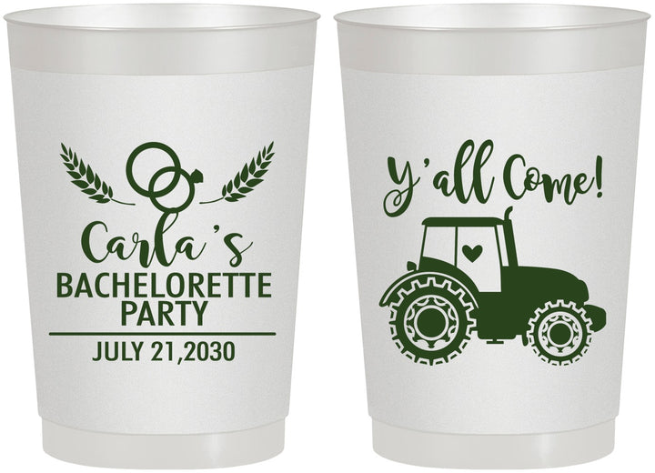 Personalized Bachelorette 22 oz Frosted Cups - Tractor Farm | 60070
